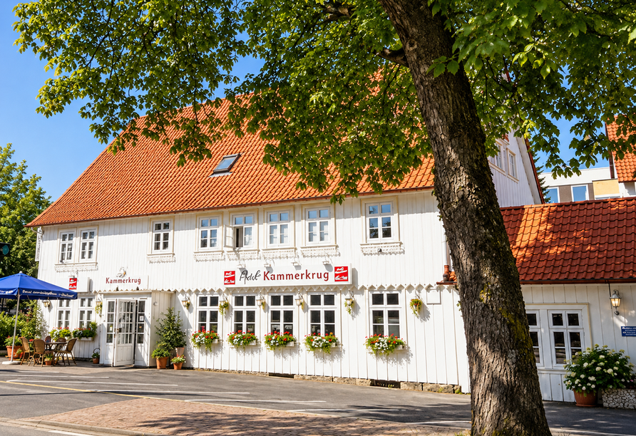 Das Gästehaus Kammerkrug empfängt Sie in angenehmer Atmosphäre und idyllischer Umgebung. | KI bearbeitet
