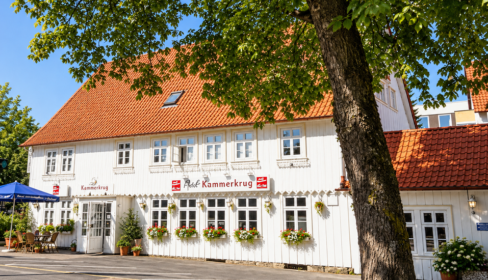 Das Gästehaus Kammerkrug empfängt Sie in angenehmer Atmosphäre und idyllischer Umgebung. | KI bearbeitet