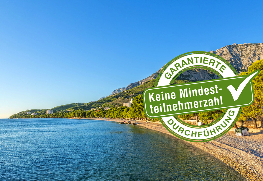 Zwischen dem türkisblauen Meer und dem mächtigen Biokovo-Gebirge zeigt sich Dalmatien von seiner schönsten Seite.