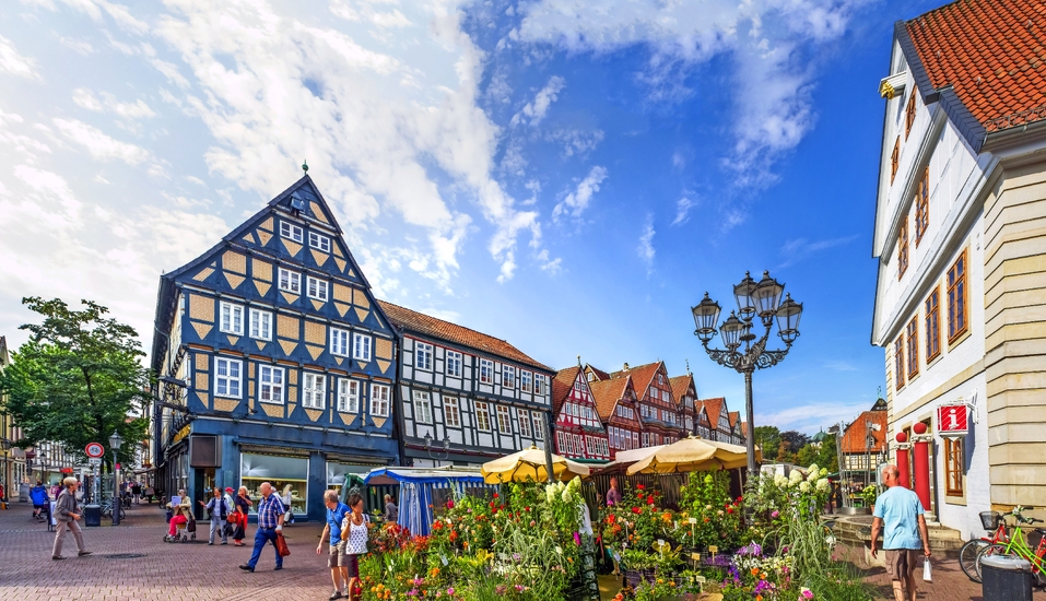 Malerische Fachwerkhäuser prägen das historische Stadtbild von Celle.