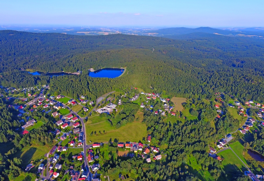 Luftbild von Fichtelberg im Fichtelgebirge, Bayern