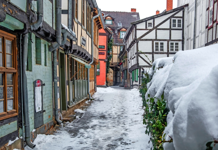 Die Welterbestadt Quedlinburg ist auch im Winter wunderschön.