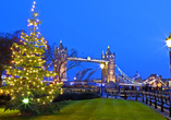 Entdecken Sie im weihnachtlichen London die berühmtesten Sehenswürdigkeiten wie zum Beispiel die Tower Bridge.